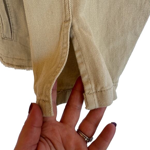 Suzanne Betro Denim Jacket Women Plus SZ 4X Khaki Chambray Beige Classic Frayed - Picture 4 of 16